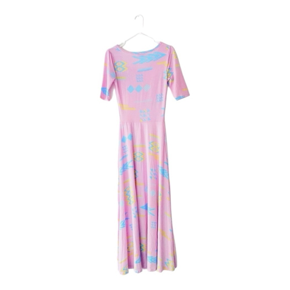 Modest Maxi Dress Light Pink with Geometric Shapes Lularoe Ana Dress | Size XS